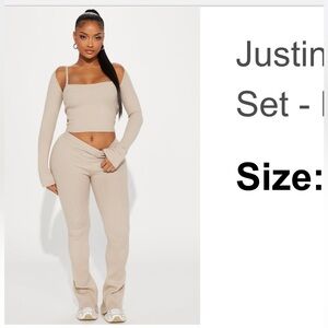 Fashion Nova Tan Ribbed Knit Set